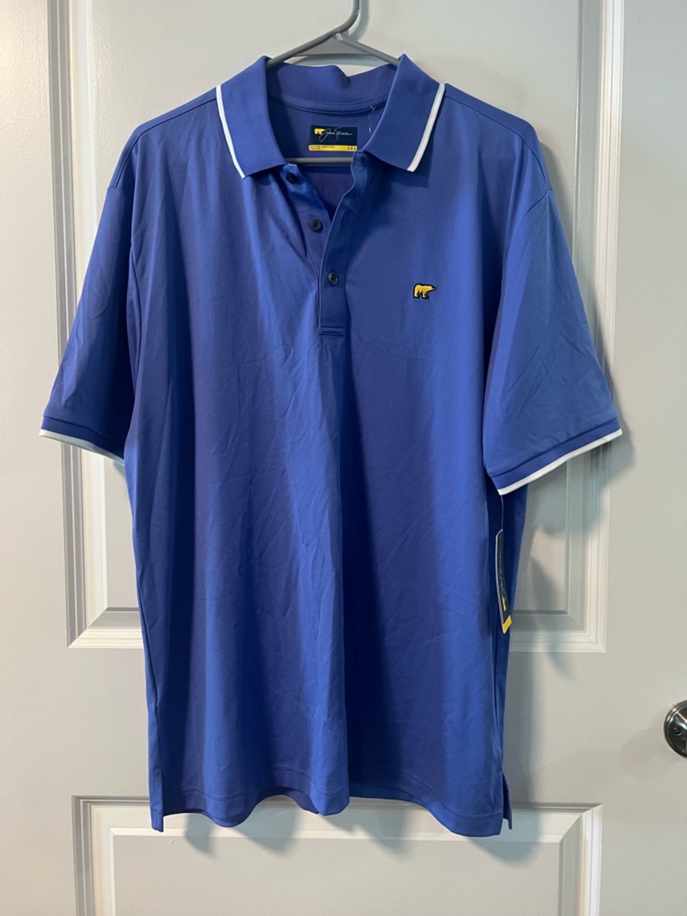 New Men's Large Jack Nicklaus Baja Blue Short Sleeve Golf Polo Shirt NWT